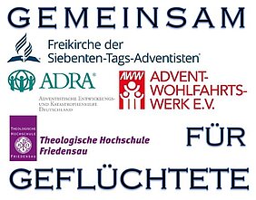 Das Bild zeigt das Plakat für das Projekt "Gemeinsam für Geflüchtete"
