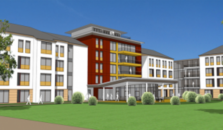 Zu sehen ist der Planungsentwurf für den Neubau des Seniorenheimes Haus Wittelsbach