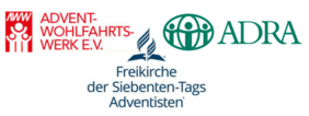 Das Bild zeigt die drei Partner in der Katastrophenhilfe: Advent-Wohlfahrtswerk, Freikirche der Siebenten-Tags-Adventisten und ADRA-Deutschland