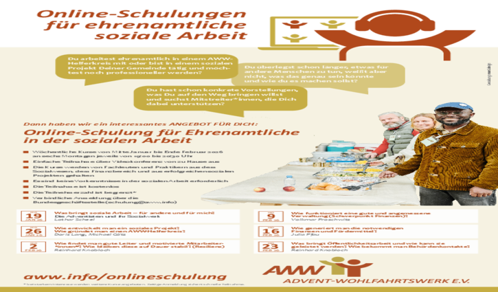Flyer Online-Schulung für Ehrenamtliche in der sozialen Arbeit